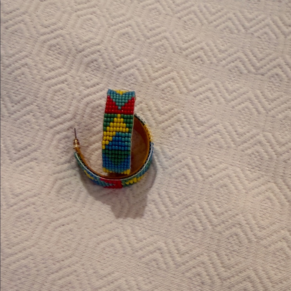 Colorful Beaded Hoop Earrings